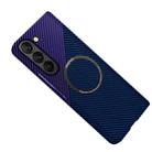 For Samsung Galaxy Z Fold5 Carbon Fiber Texture MagSafe Magnetic Phone Case(Blue Purple) - 1