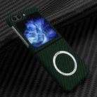 For Samsung Galaxy Z Flip5 Carbon Fiber Texture MagSafe Magnetic Phone Case(Green) - 1