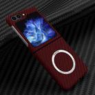 For Samsung Galaxy Z Flip5 Carbon Fiber Texture MagSafe Magnetic Phone Case(Red) - 1