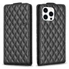 For iPhone 15 Pro Diamond Lattice Vertical Flip Leather Phone Case(Black) - 1