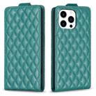 For iPhone 15 Pro Diamond Lattice Vertical Flip Leather Phone Case(Green) - 1
