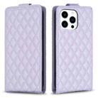 For iPhone 15 Pro Diamond Lattice Vertical Flip Leather Phone Case(Purple) - 1