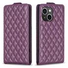 For iPhone 15 Plus Diamond Lattice Vertical Flip Leather Phone Case(Dark Purple) - 1