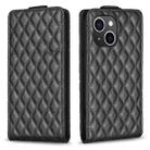 For iPhone 15 Plus Diamond Lattice Vertical Flip Leather Phone Case(Black) - 1