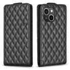 For iPhone 15 Diamond Lattice Vertical Flip Leather Phone Case(Black) - 1