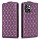For iPhone 14 Plus Diamond Lattice Vertical Flip Leather Phone Case(Dark Purple) - 1