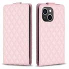 For iPhone 14 Plus Diamond Lattice Vertical Flip Leather Phone Case(Pink) - 1