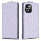 For iPhone 14 Diamond Lattice Vertical Flip Leather Phone Case(Purple) - 1