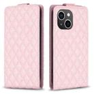 For iPhone 13 Diamond Lattice Vertical Flip Leather Phone Case(Pink) - 1