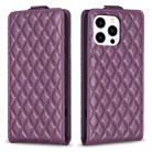 For iPhone 13 Pro Diamond Lattice Vertical Flip Leather Phone Case(Dark Purple) - 1