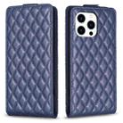For iPhone 13 Pro Max Diamond Lattice Vertical Flip Leather Phone Case(Blue) - 1