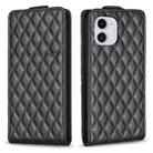 For iPhone 12 / 12 Pro Diamond Lattice Vertical Flip Leather Phone Case(Black) - 1