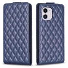 For iPhone 12 / 12 Pro Diamond Lattice Vertical Flip Leather Phone Case(Blue) - 1