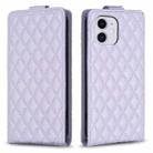 For iPhone 12 / 12 Pro Diamond Lattice Vertical Flip Leather Phone Case(Purple) - 1