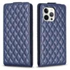 For iPhone 12 Pro Max Diamond Lattice Vertical Flip Leather Phone Case(Blue) - 1