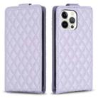 For iPhone 12 Pro Max Diamond Lattice Vertical Flip Leather Phone Case(Purple) - 1