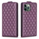 For iPhone 11 Pro Diamond Lattice Vertical Flip Leather Phone Case(Dark Purple) - 1