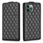 For iPhone 11 Pro Diamond Lattice Vertical Flip Leather Phone Case(Black) - 1