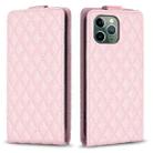 For iPhone 11 Pro Diamond Lattice Vertical Flip Leather Phone Case(Pink) - 1