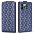 For iPhone 11 Pro Diamond Lattice Vertical Flip Leather Phone Case(Blue) - 1