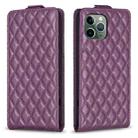 For iPhone 11 Pro Max Diamond Lattice Vertical Flip Leather Phone Case(Dark Purple) - 1