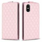 For iPhone X / XS Diamond Lattice Vertical Flip Leather Phone Case(Pink) - 1