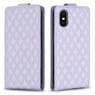 For iPhone X / XS Diamond Lattice Vertical Flip Leather Phone Case(Purple) - 1