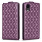 For iPhone XR Diamond Lattice Vertical Flip Leather Phone Case(Dark Purple) - 1