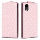 For iPhone XR Diamond Lattice Vertical Flip Leather Phone Case(Pink) - 1