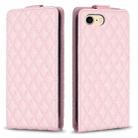 For iPhone SE 2022 / 2020 /7 / 8 Diamond Lattice Vertical Flip Leather Phone Case(Pink) - 1