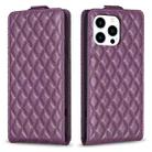 For iPhone 16 Pro Max Diamond Lattice Vertical Flip Leather Phone Case(Dark Purple) - 1