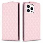 For iPhone 16 Pro Max Diamond Lattice Vertical Flip Leather Phone Case(Pink) - 1