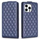 For iPhone 16 Pro Max Diamond Lattice Vertical Flip Leather Phone Case(Blue) - 1