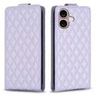 For iPhone 16 Plus Diamond Lattice Vertical Flip Leather Phone Case(Purple) - 1