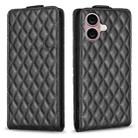 For iPhone 16 Diamond Lattice Vertical Flip Leather Phone Case(Black) - 1