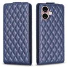 For iPhone 16 Diamond Lattice Vertical Flip Leather Phone Case(Blue) - 1