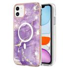 For iPhone 11 Marble Pattern Dual-side IMD Magsafe TPU Phone Case(Purple 002) - 1