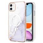 For iPhone 11 Marble Pattern Dual-side IMD Magsafe TPU Phone Case(White 006) - 1