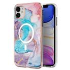 For iPhone 11 Marble Pattern Dual-side IMD Magsafe TPU Phone Case(Blue Marble) - 1
