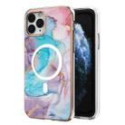 For iPhone 11 Pro Marble Pattern Dual-side IMD Magsafe TPU Phone Case(Blue Marble) - 1