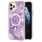 For iPhone 11 Pro Max Marble Pattern Dual-side IMD Magsafe TPU Phone Case(Purple 002) - 1