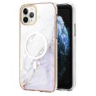 For iPhone 11 Pro Max Marble Pattern Dual-side IMD Magsafe TPU Phone Case(White 006) - 1