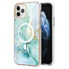 For iPhone 11 Pro Max Marble Pattern Dual-side IMD Magsafe TPU Phone Case(Green 003) - 1