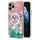 For iPhone 11 Pro Max Marble Pattern Dual-side IMD Magsafe TPU Phone Case(Colorful Scales) - 1