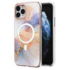 For iPhone 11 Pro Max Marble Pattern Dual-side IMD Magsafe TPU Phone Case(White Marble) - 1