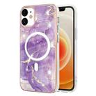 For iPhone 12 / 12 Pro Marble Pattern Dual-side IMD Magsafe TPU Phone Case(Purple 002) - 1