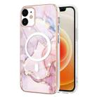 For iPhone 12 / 12 Pro Marble Pattern Dual-side IMD Magsafe TPU Phone Case(Rose Gold 005) - 1