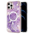 For iPhone 12 Pro Max Marble Pattern Dual-side IMD Magsafe TPU Phone Case(Purple 002) - 1