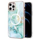 For iPhone 12 Pro Max Marble Pattern Dual-side IMD Magsafe TPU Phone Case(Green 003) - 1