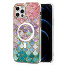 For iPhone 12 Pro Max Marble Pattern Dual-side IMD Magsafe TPU Phone Case(Colorful Scales) - 1